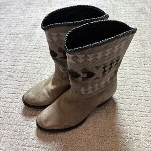 Caborca Women's Leather Mid Calf Cowboy Boots 8.5 Gray Western Cowgirl
